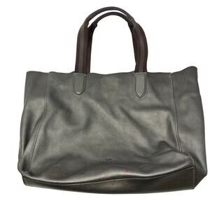 Coach Large Metallic Pewter Soft Leather Tote Bag *FLAWS